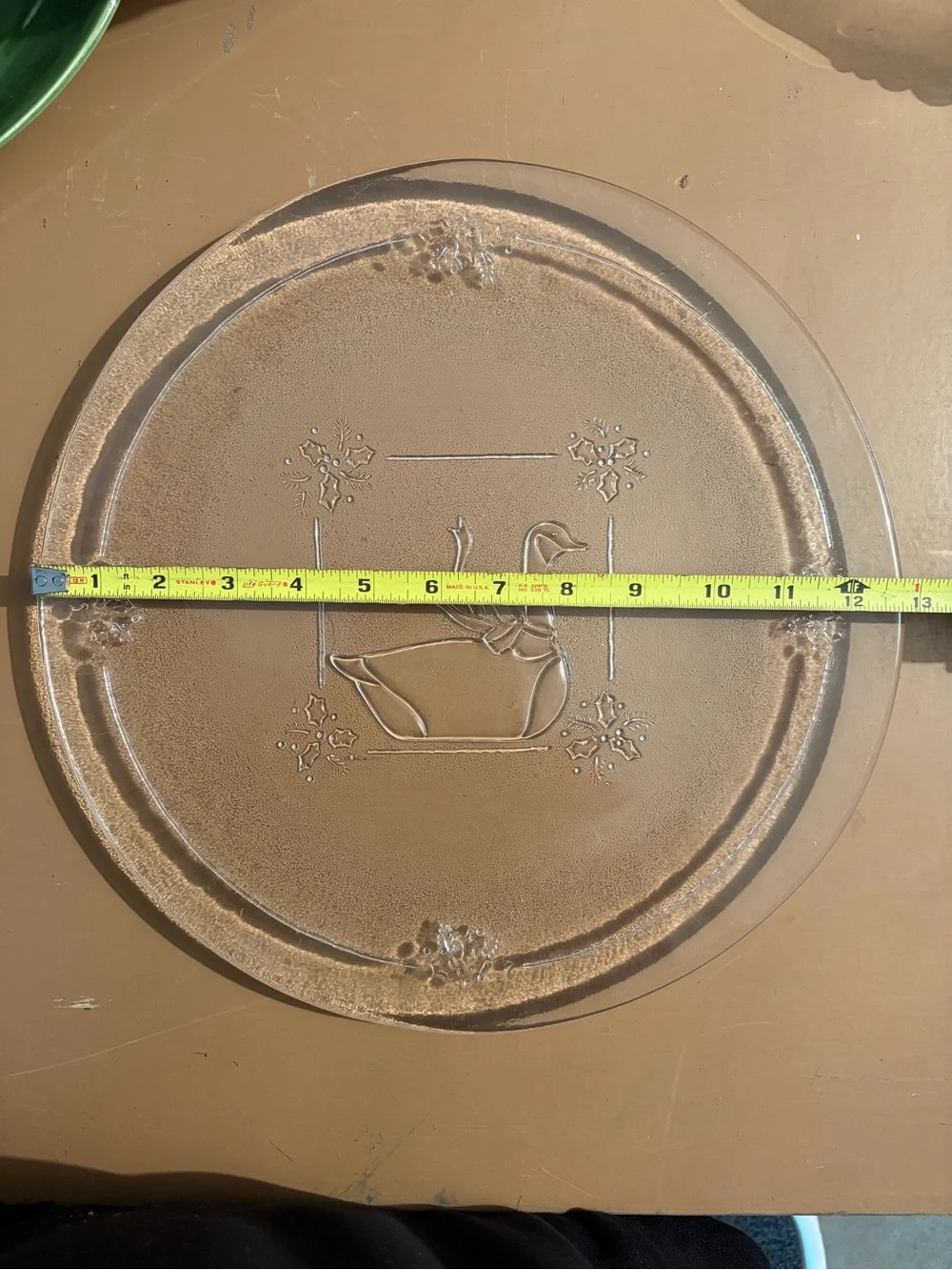 Clear Glass Decorative Charger with Swan Motif